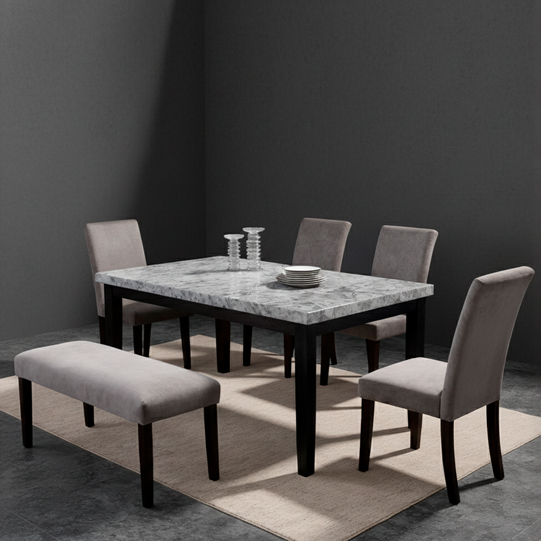 Genuine 6-piece marble dining set