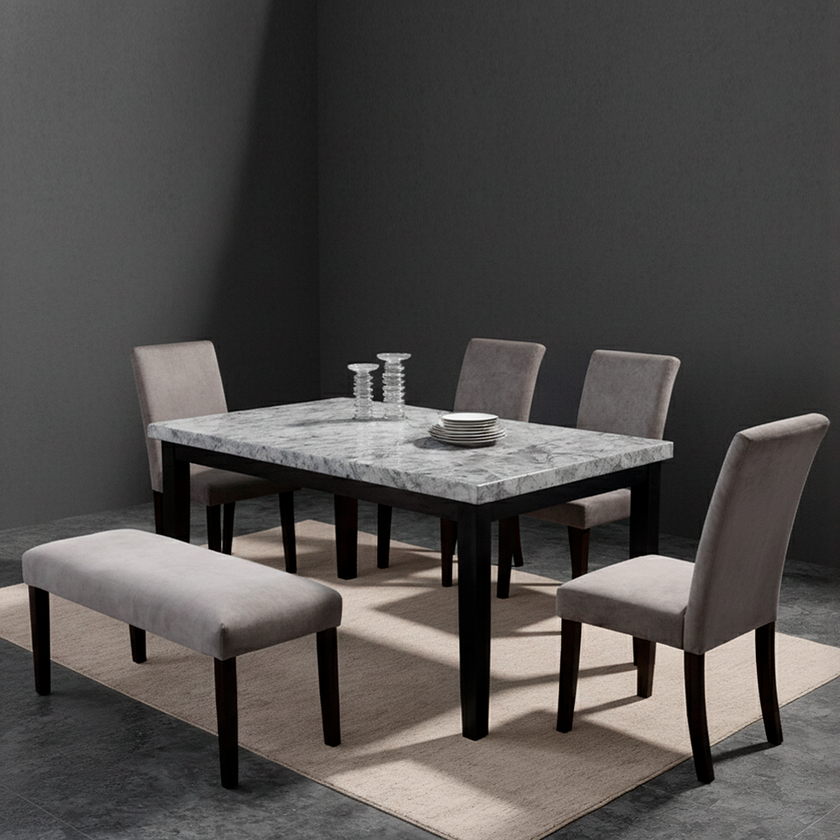 Genuine 6-piece marble dining set